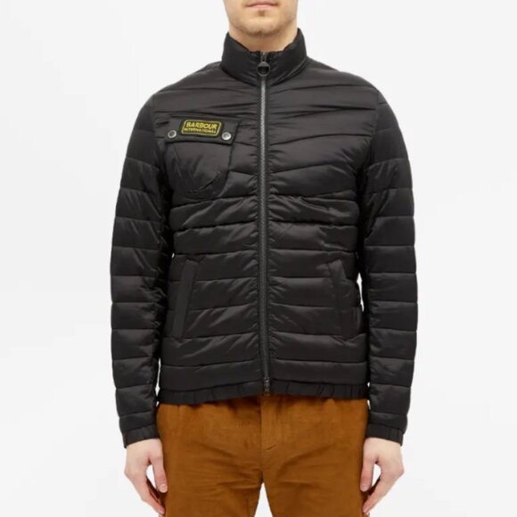 Barbour International Men's Black Puffer with Yellow Lining - Picture 7 of 9